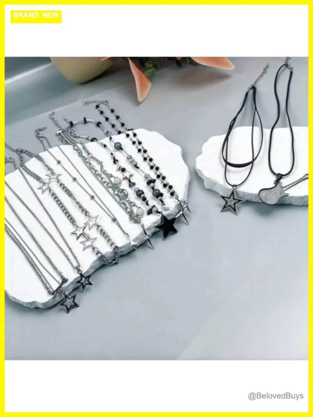 8Pc Y2k Star Choker Necklace Set Alloy Stainless Steel Punk Grunge